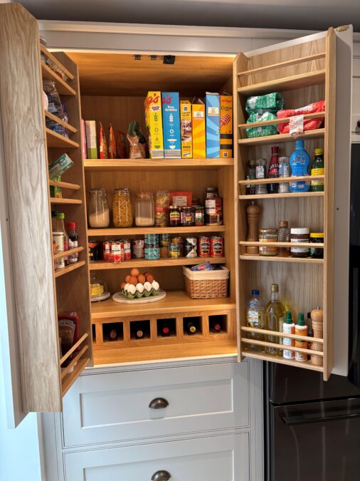 How Maximising Space in Small Pantries is one of the most effective ways of using your pantry space. Handmade Kitchens in Suffolk