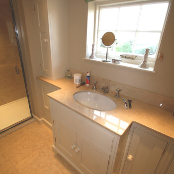 Ensuite Vanity Unit with marble worktops with undermount basin.