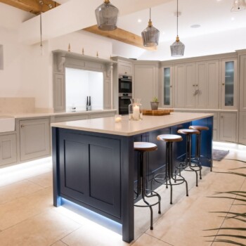 This Barn Conversion Sophisticated Shaker Kitchen is a stunning space for families and entertaining. Bespoke Kitchens Suffolk